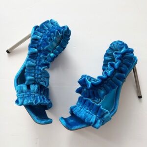 Off White allen curtain velvet ruffle sandals